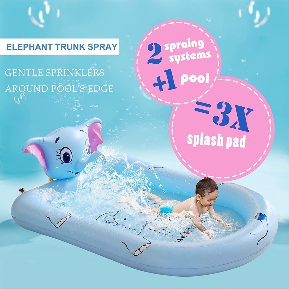 New 68" Splash Pad for Kids Pool with Sprinkler Outdoor Toy Pink or Blue - Picture 4 of 14